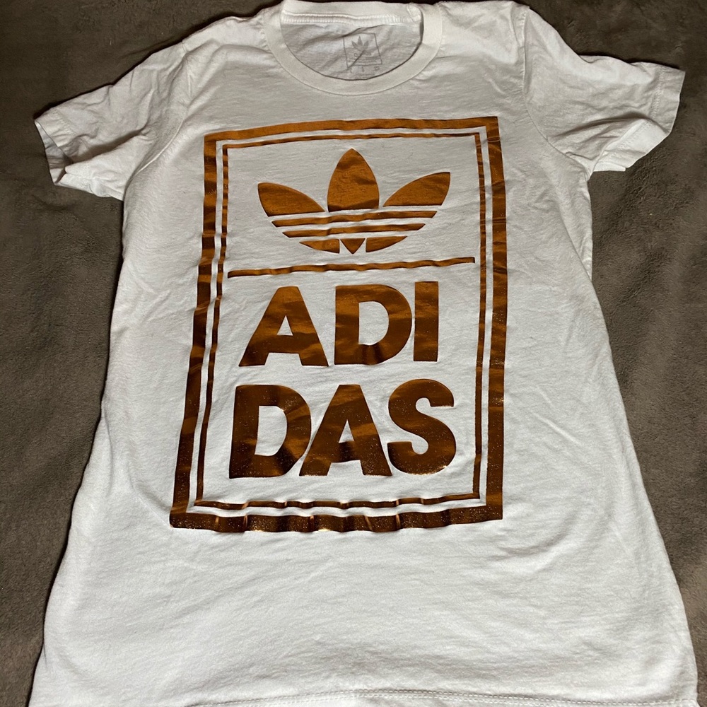 ADIDAS White and Rose Gold Tee